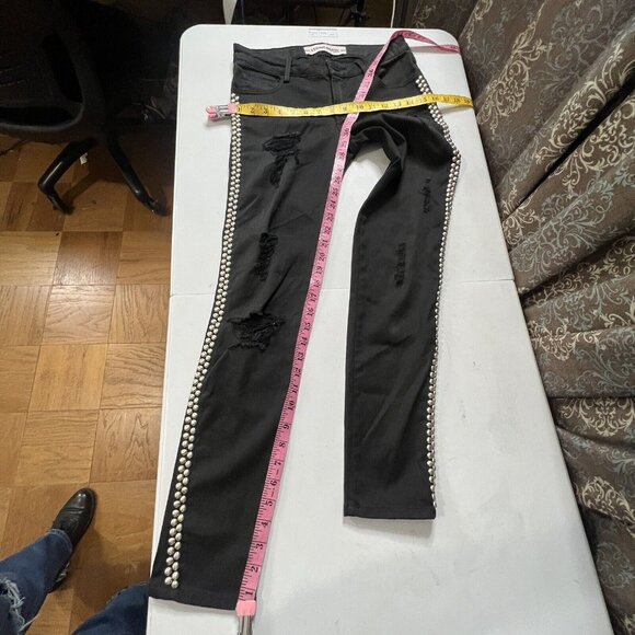 ETIENNE MARCEL Revolve Studded Skinny Black Jeans Size 26 Dark Denim Distressed - Picture 11 of 13